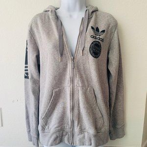 Adidas Trefoil Gray Hoodie Full-Zipper Closure